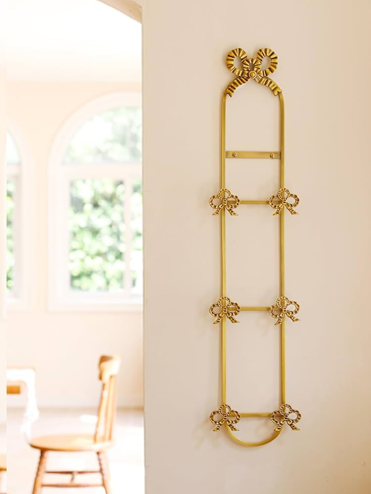Vintage Brass Vertical Plate Holder with Bow Design,3-Tier Wall Mounted Display Rack for Decorati... | Amazon (US)