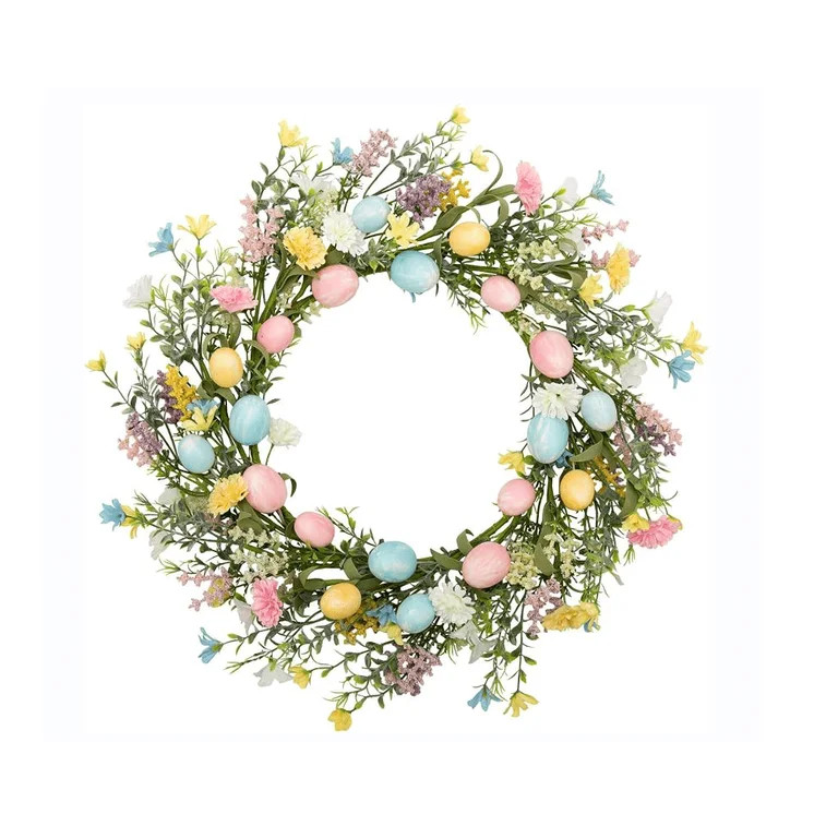Easter Wreath, 20'' Artificial Berry Wreath with Easter Eggs for Front Door Window Wall Decor Spr... | Walmart (US)