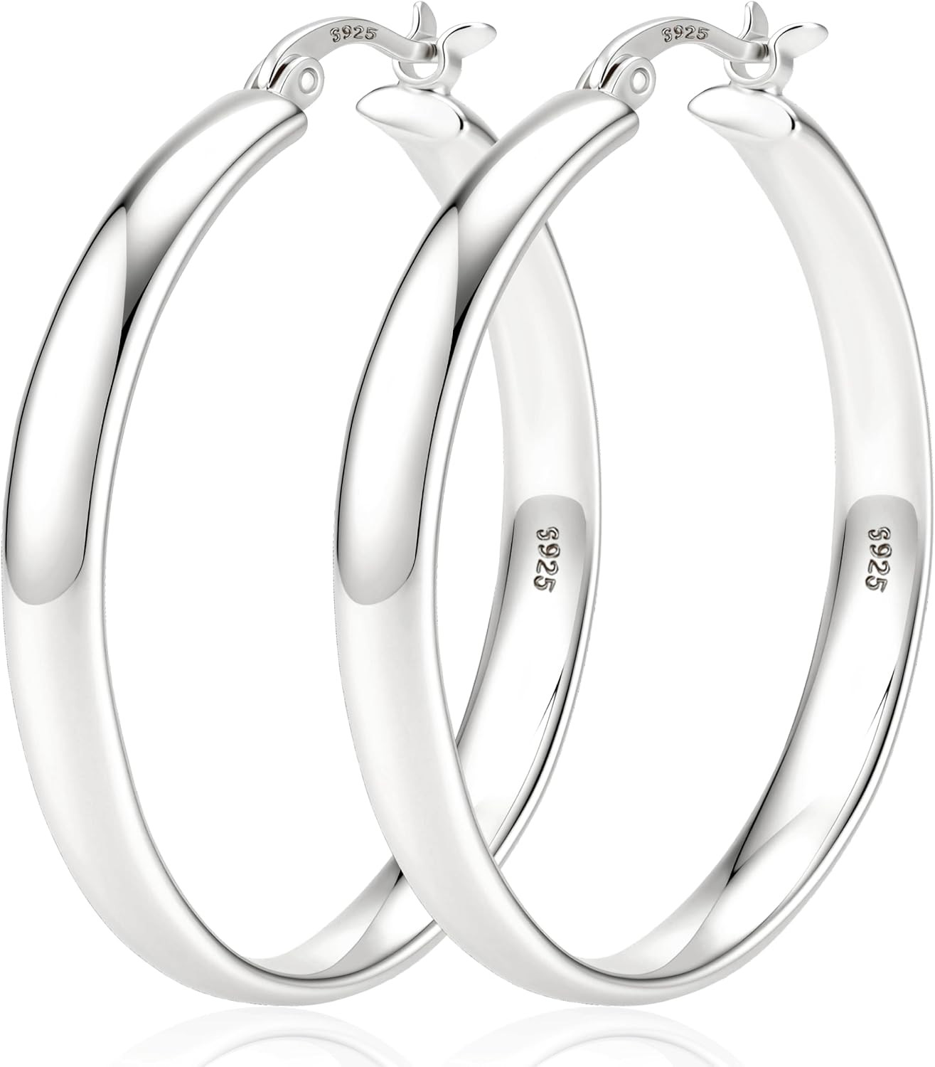 925 Sterling Silver Hoop Earrings Lightweight Large Gold Hoops Earrings | Amazon (US)
