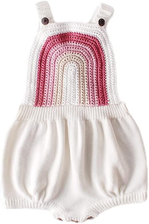 Just Bodi Premium Baby Girl Clothes Trendy Rainbow Knit Romper (Blush/White) Onesie Bodysuit Jump... | Amazon (US)