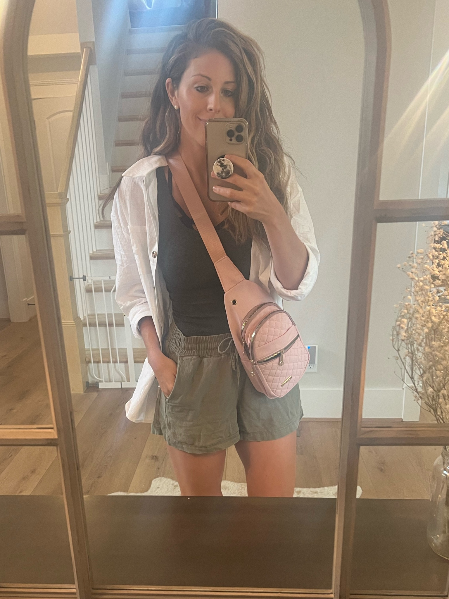 Obsessed with this white button up shirt. 😍 Major sale on the shirt. I can’t remember where I got the shorts. Sorry guys 😩.

#LTKFitness #LTKFind #LTKstyletip