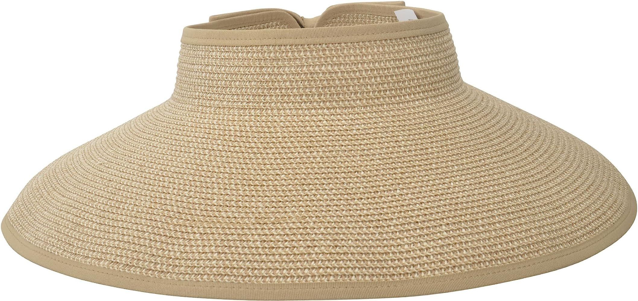 Women's UPF 50+ Wide Brim Roll-up Straw Sun Hat Sun Visor | Amazon (US)