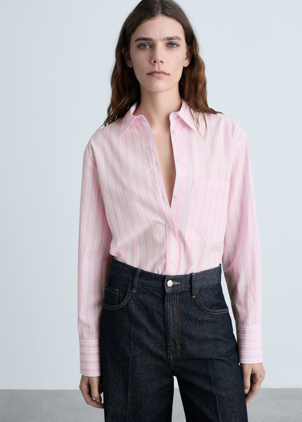 Striped straight shirt - Women | MANGO USA | Mango (US/MX/AU)