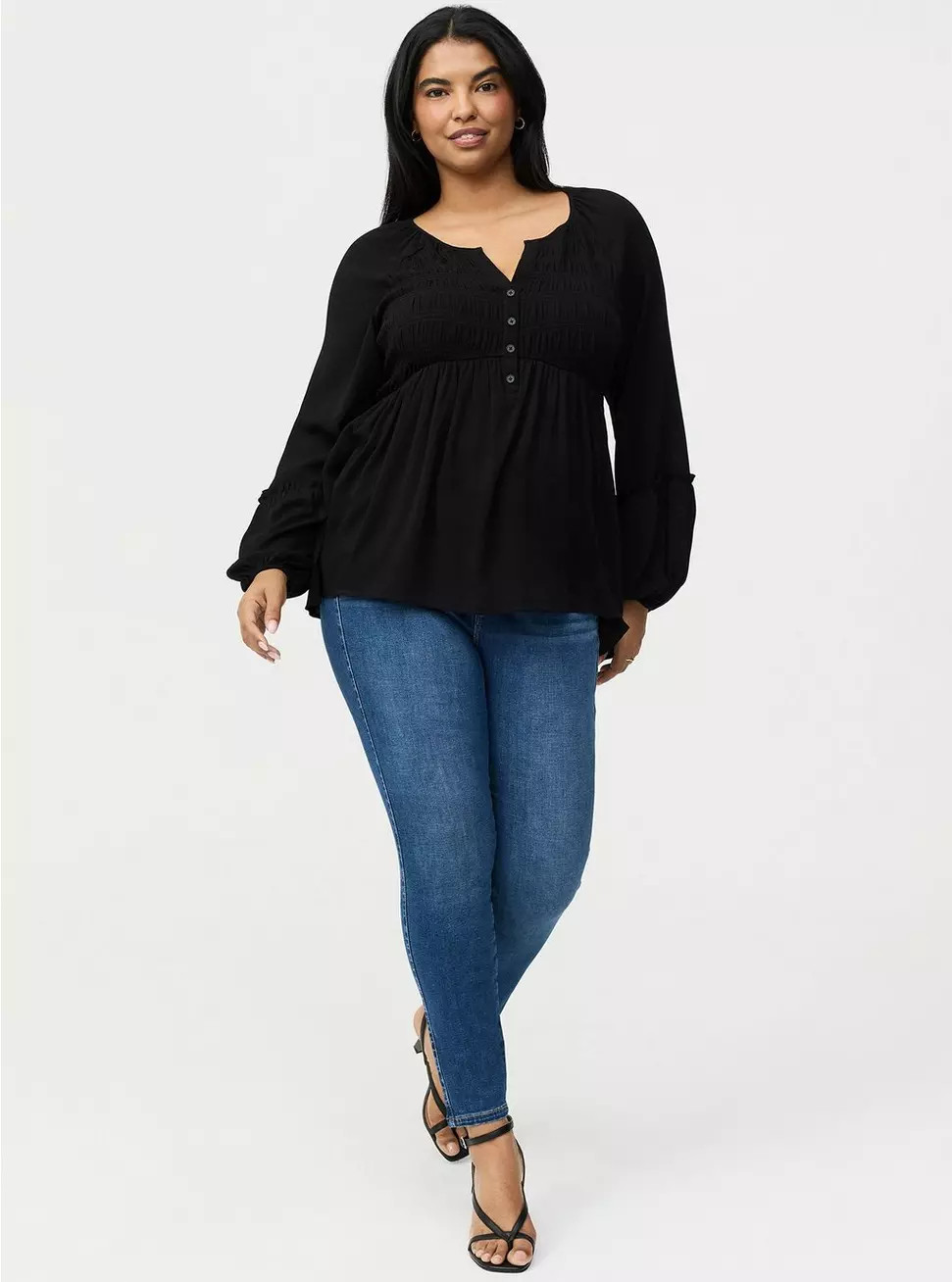 Gauze Henley Smocked Top | Torrid (US & Canada)