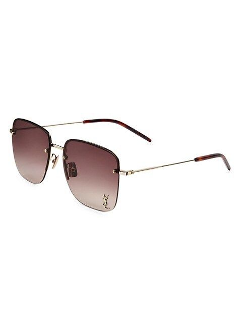 Saint Laurent Monogram Pin 58MM Square Sunglasses | Saks Fifth Avenue