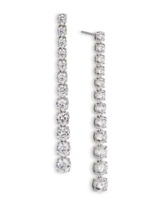 Perfect Tennis Cubic Zirconia Graduated Linear Drop Earrings in Rhodium Plated | Bloomingdale's (US)