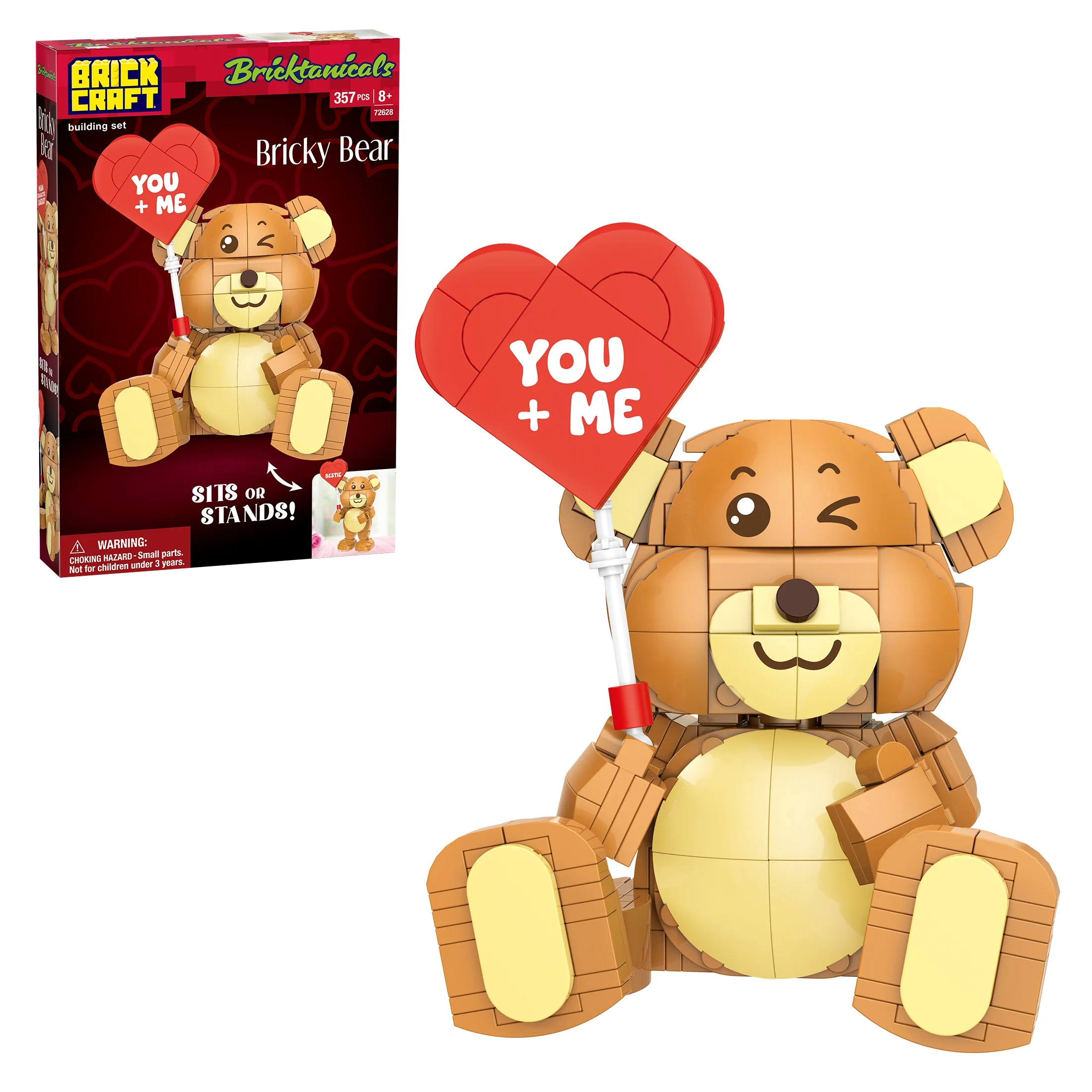 Brickcraft Bricktanicals Bricky Bear Building Kit (357-Piece Set), Teddy Bear Brick Toy, Valentin... | Walmart (US)