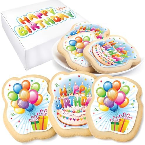 Happy Birthday Cookies Decorated Gift Basket Large 6 pack | Individually Wrapped Sugar Cookie Jum... | Amazon (US)