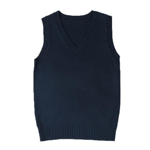 ZUEVI Women's Sweater Vest Classic V Neck Uniform Pullover Knitwear Tops Sleeveless Knitted Sweaters Vests(Navy-M) | Amazon (US)