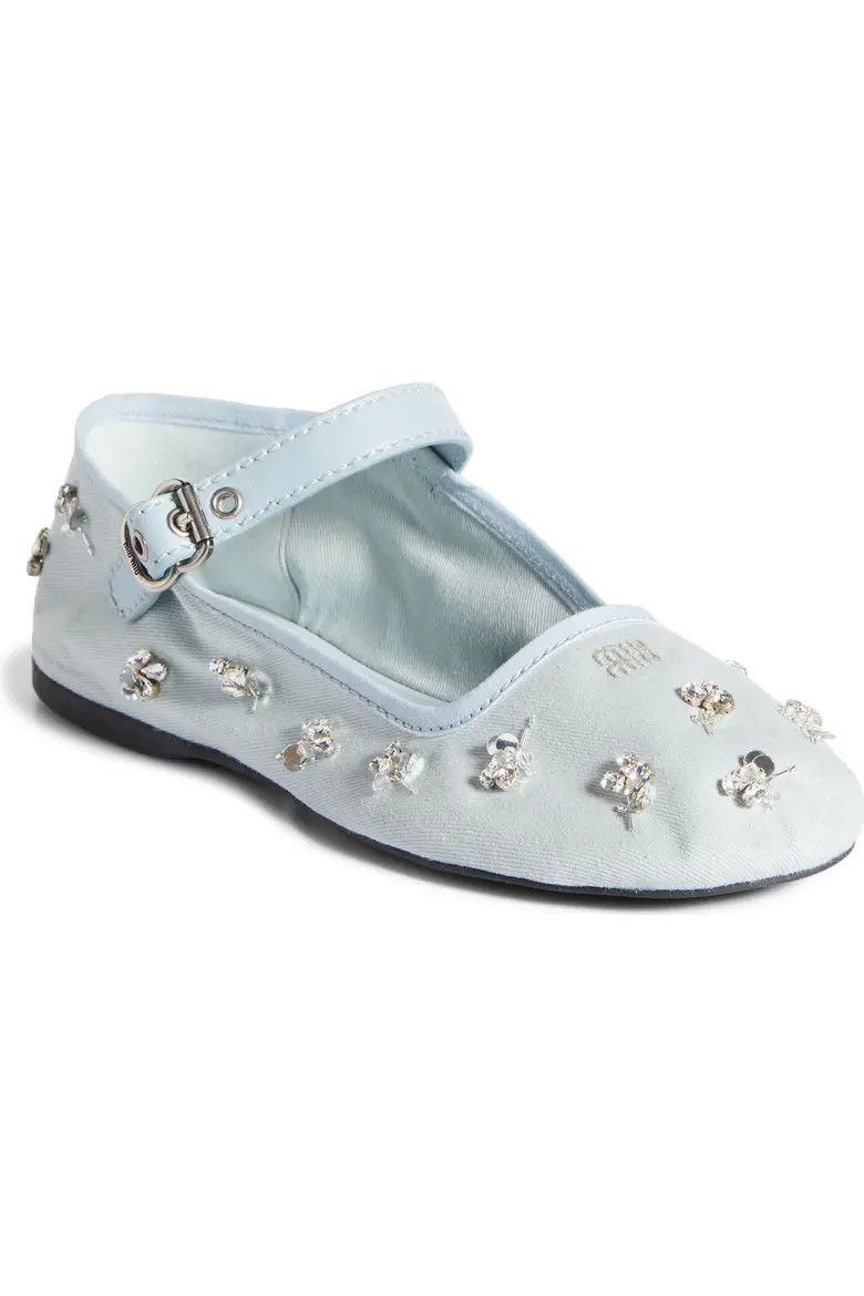 Crystal Embellished Canvas Mary Jane Ballet Flat (Women) | Nordstrom | Nordstrom