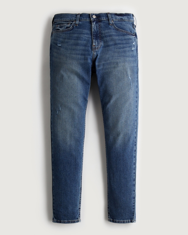 Distressed Dark Wash Athletic Skinny Jeans | Hollister (US)
