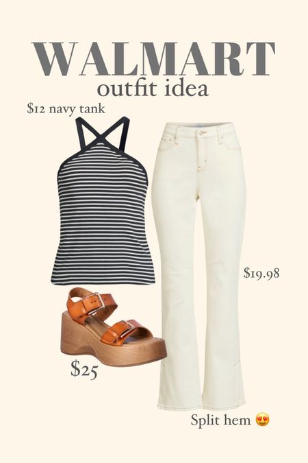 Walmart, casual outfit idea these white denim jeans have the split him detail at the bottom, which is my favorite

#LTKStyleTip #LTKFindsUnder50 #LTKFindsUnder100