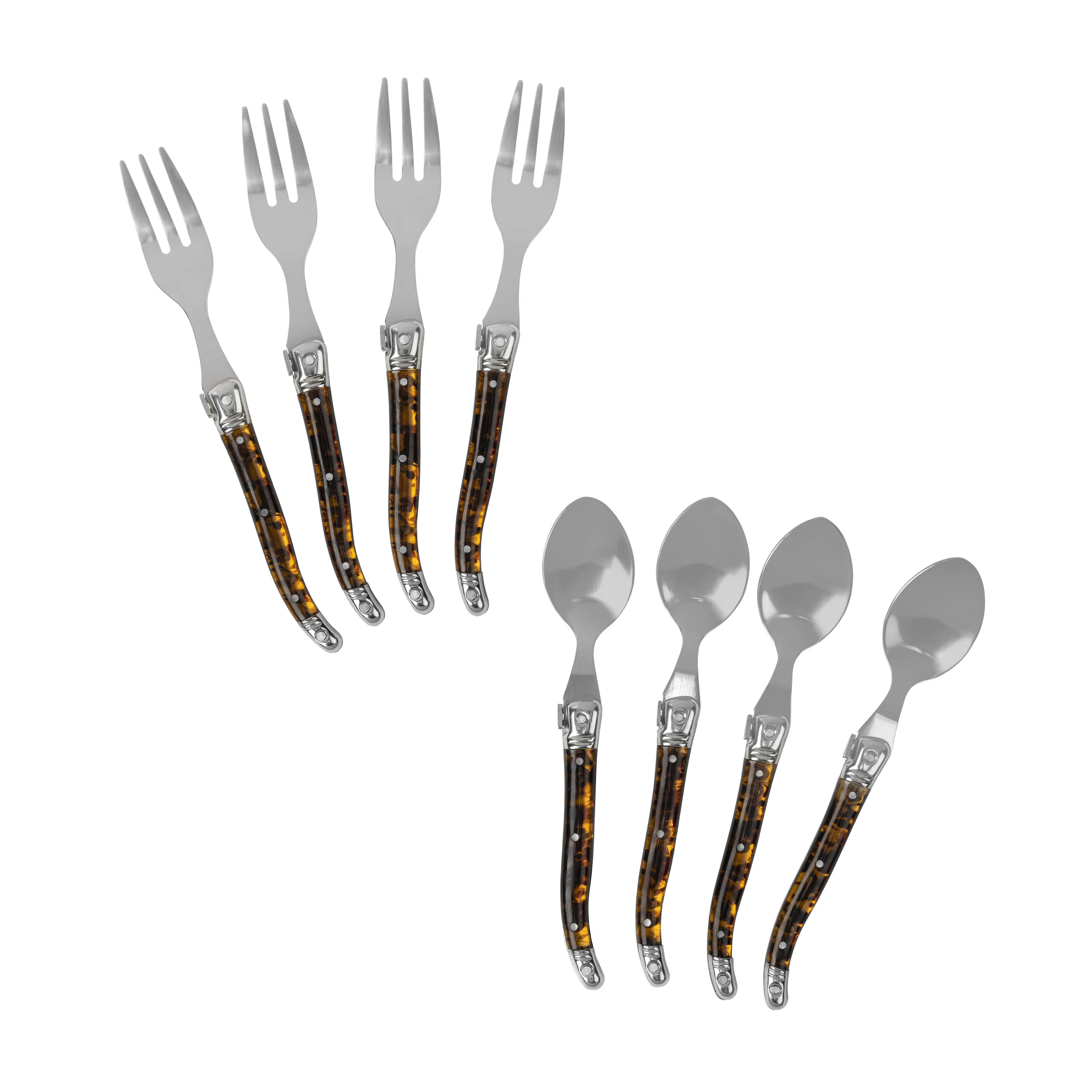 French Home 8-Piece Laguiole Dessert Or Cocktail Spoon And Fork Set - Tortoise Shell | Wayfair | Wayfair North America