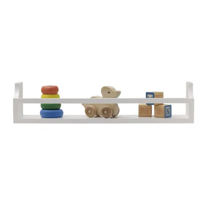MELANNCO 2 Pieces Floating Curve Wall Shelves with Rail for Nursery, Bedroom, Living Room, Kitchen, White | Wayfair North America
