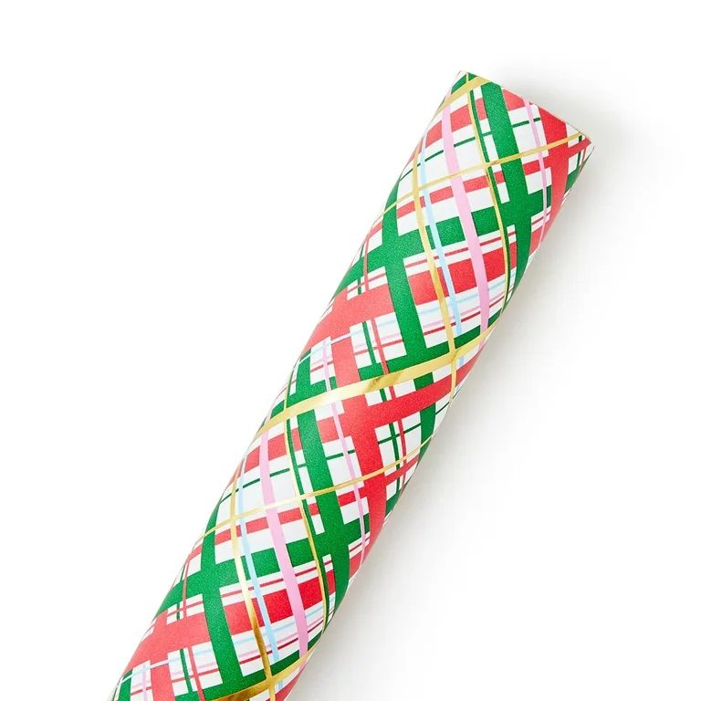 Packed Party "Mad for Plaid" Premium Gift Wrap, Christmas;; Green, Red, Gold;; 30 Square Feet | Walmart (US)