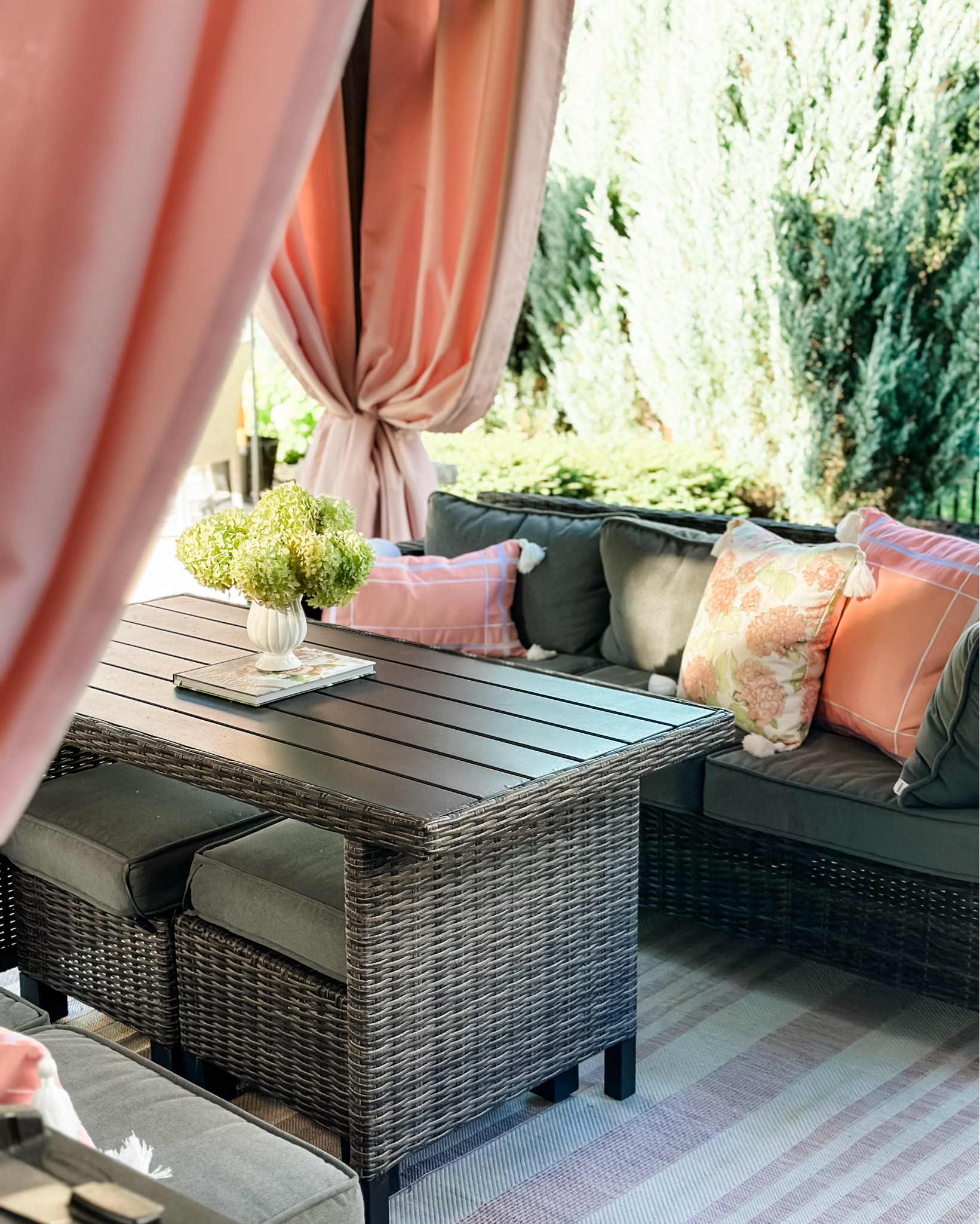 Outdoor patio furniture set for gazebo 

Pink outdoor decor 
Outdoor rug 
Outdoor weatherproof pillows 
Pink pillows 
Backyard furniture 
Backyard decor 
Home oasis 

#LTKHome #LTKSeasonal