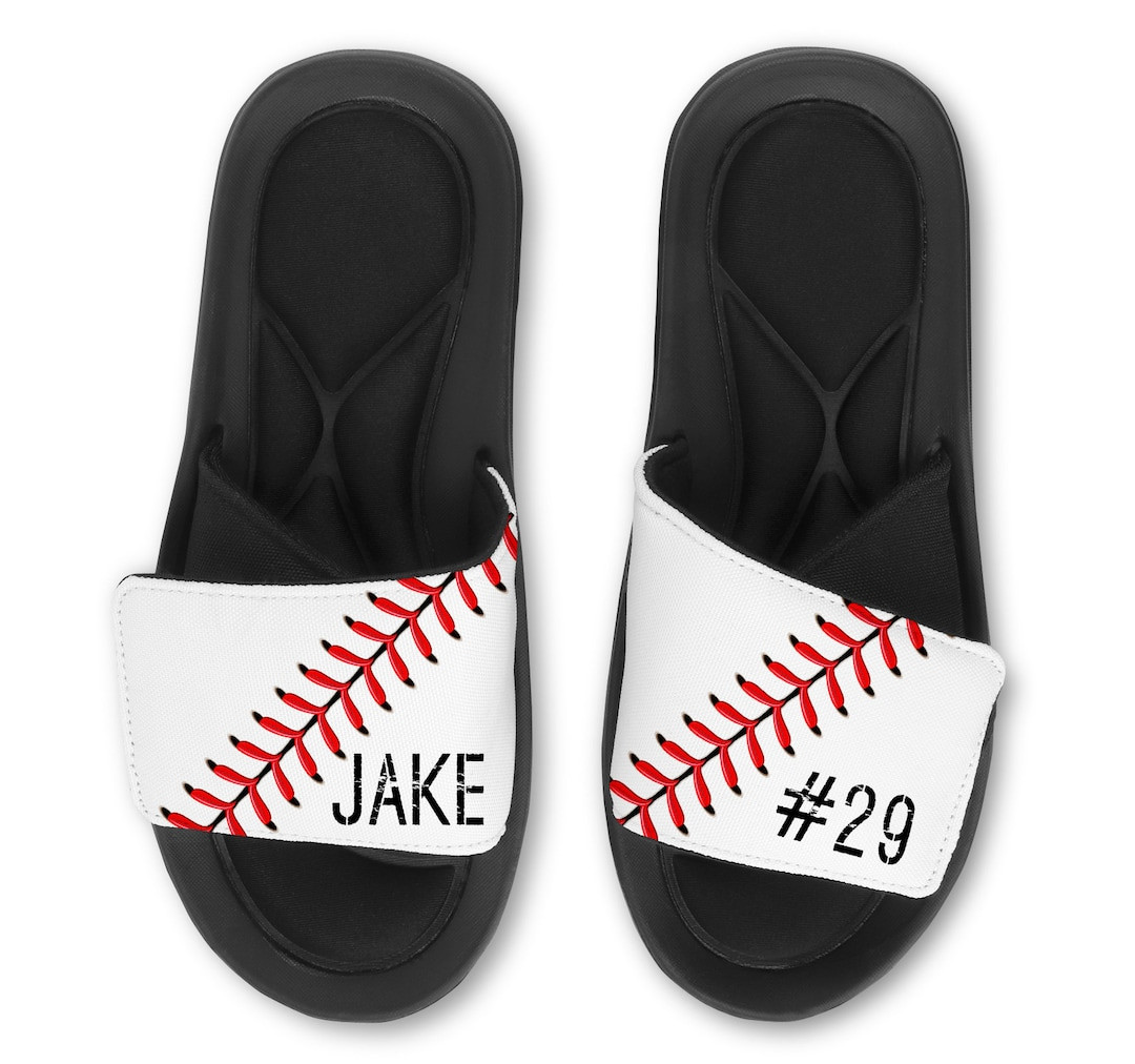 Custom Baseball Slides Flip Flops Sandals Custom Baseball Sandals Personalized Baseball Slides - ... | Etsy (US)