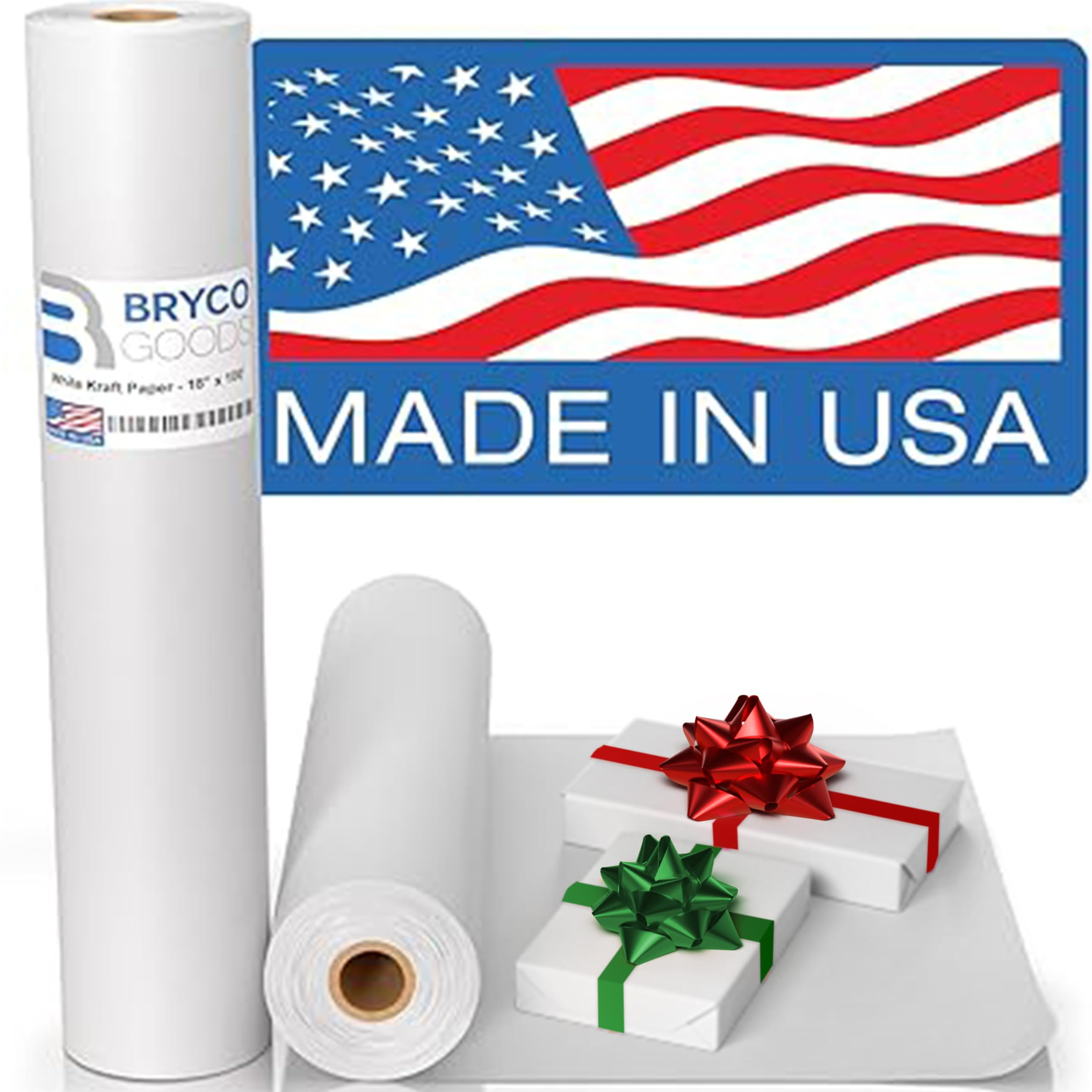Bryco Goods 18”x1200” (100’) White Wrapping Paper – Kraft Paper Roll for Painting, Drawin... | Amazon (US)