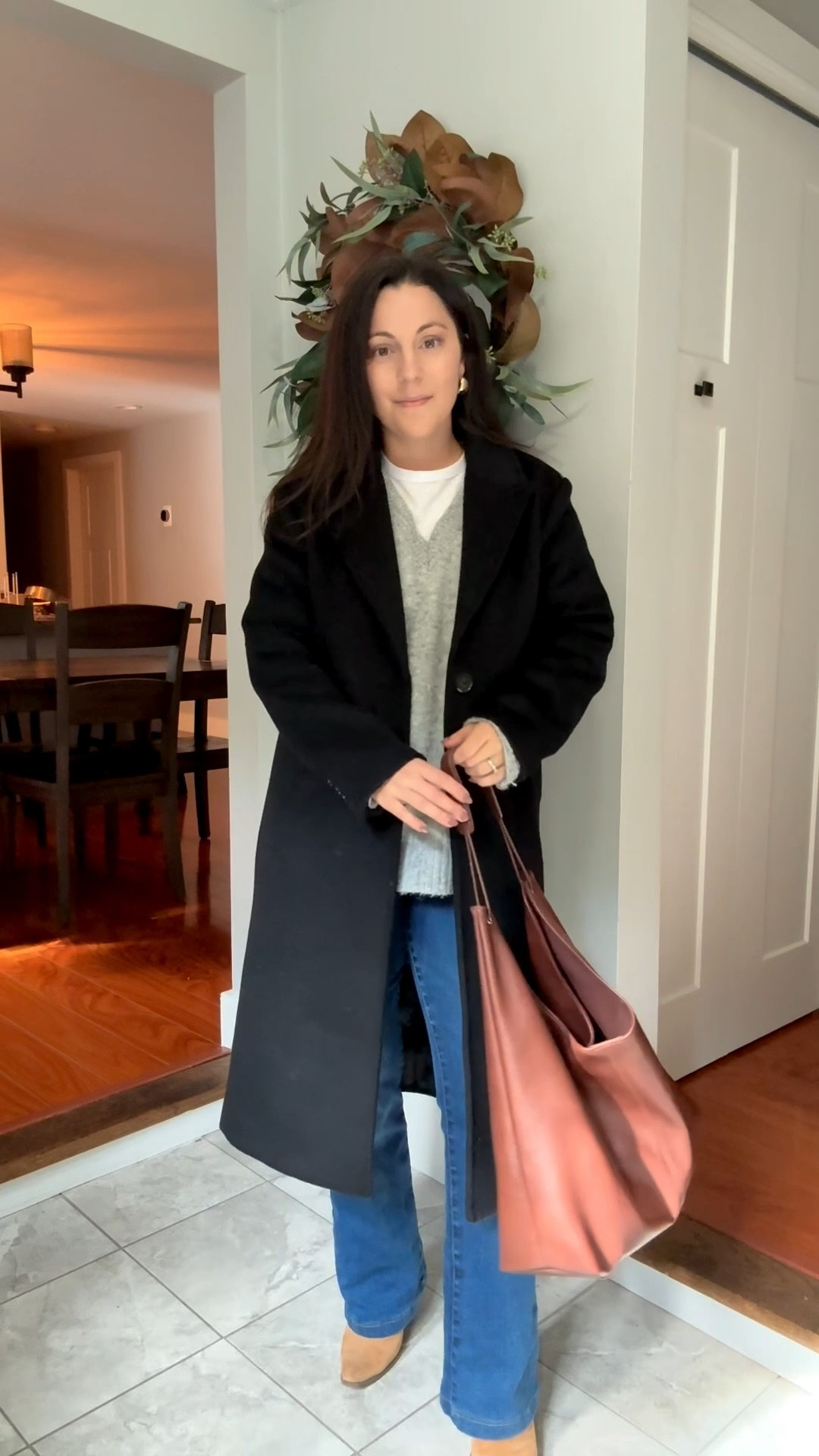 Casual fall outfit that will never age. Size xs petite coat, xs sweater, xs tee, 2 jeans (hemmed - I’m 5ft)

Fall outfit, casual outfit, winter sweaters, fall sweaters, dad sweater, dress coat, fall coat, winter jacket, bootcut jeans, petite, mom outfit, thanksgiving outfit, fall bag

#LTKPetite #LTKStyleTip #LTKSeasonal