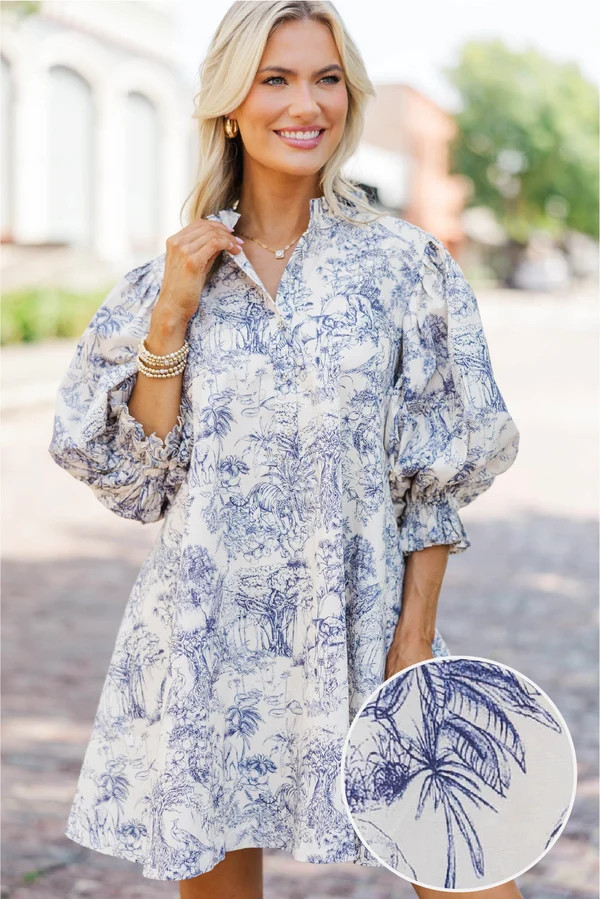 Under The Stars Navy Blue Toile Tie Back Dress | The Mint Julep Boutique
