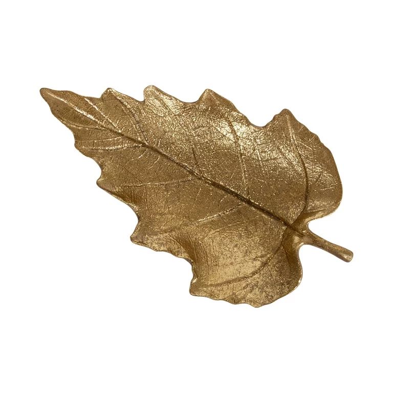 Design Ovation 3.375” x 5.75” Gold Accent Leaf Trinket Tray for Organization and Display | Walmart (US)