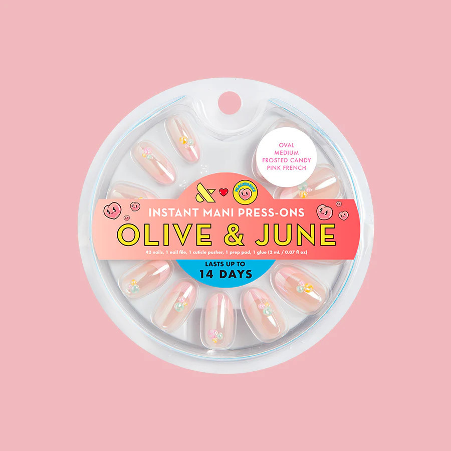 Frosted Candy Pink French - Press-On | Medium | Oval | Olive & June