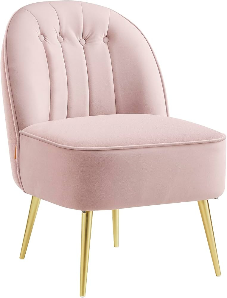 VASAGLE Accent Chair, Velvet Vanity Chair with Metal Legs, Shell-Shaped Back, Wide Seat, Luxury S... | Amazon (US)