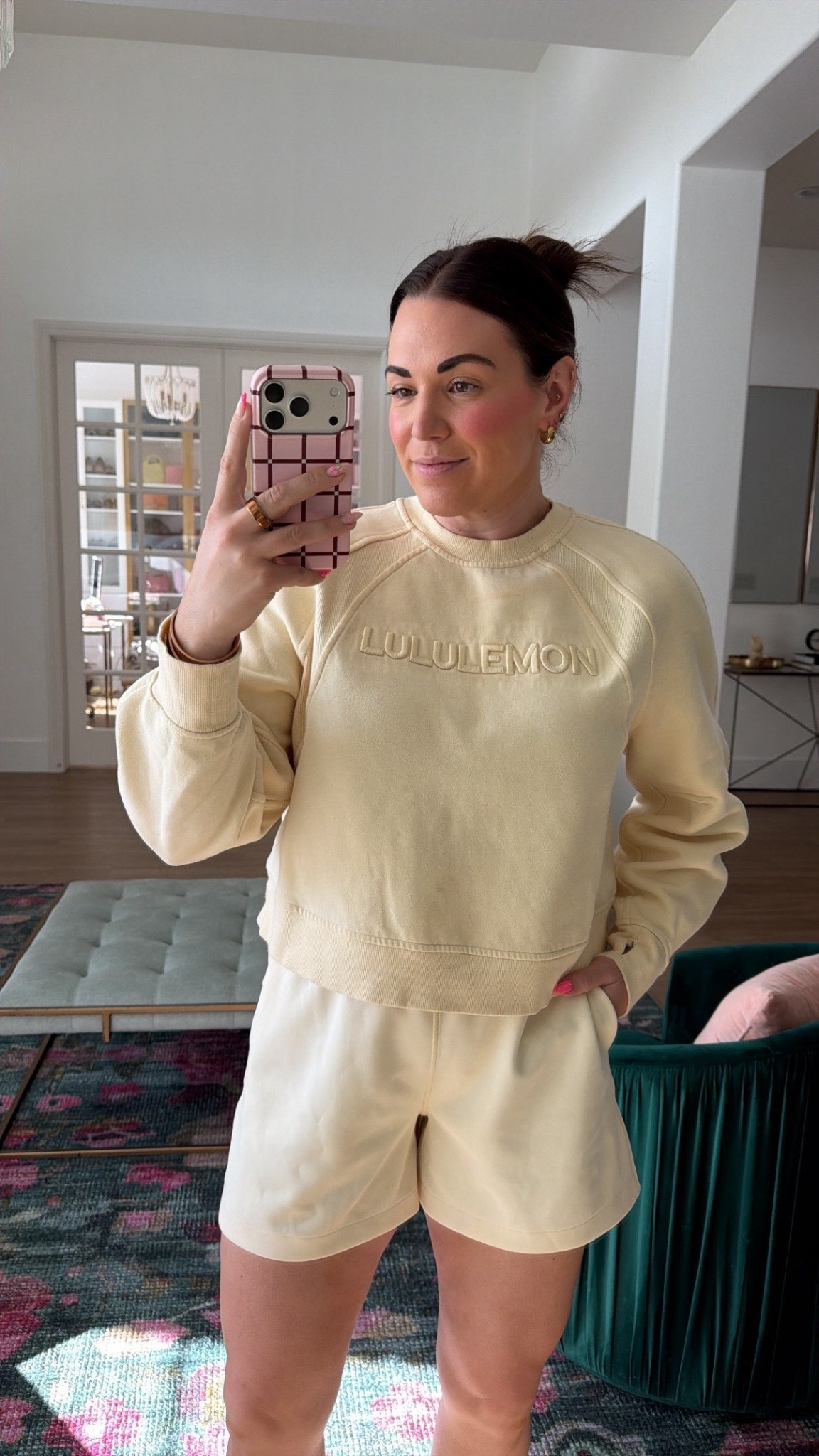 lululemon butter cream!! pullover is from last spring, in the size 10 in soft shorts! 

#LTKSeasonal #LTKMidsize #LTKActive