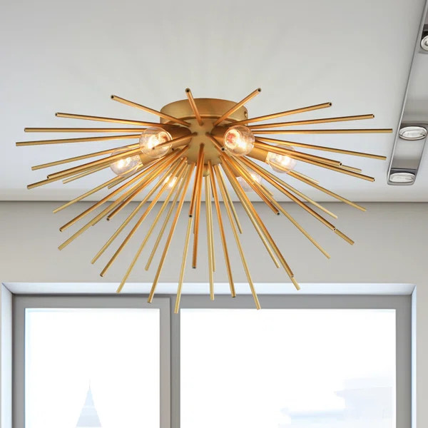 Eadey Flush Mount Sputnik Ceiling Lamp in Gold | Wayfair North America