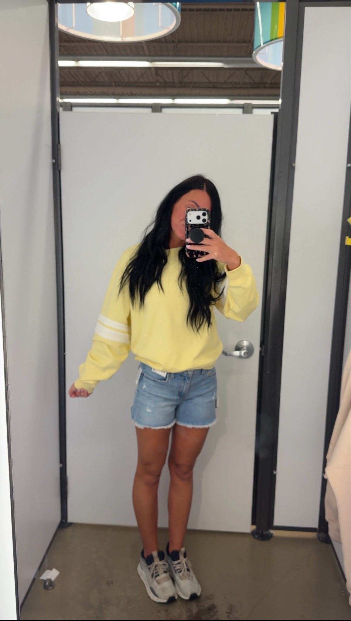 Old Navy yellow sweatshirt with light wash shorts!

#LTKootd #LTKgrwm