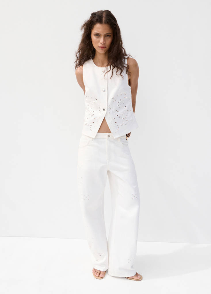 Balloon jeans with openwork embroidery white - Woman - 0 - MANGO | Mango (US/MX/AU)