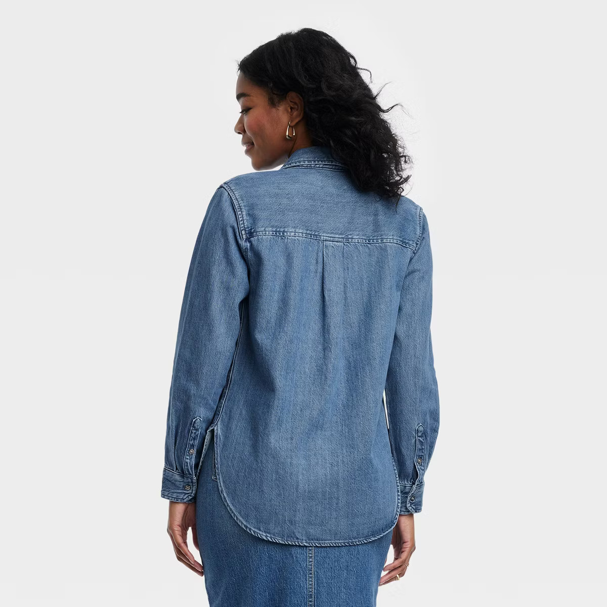 Women's Long Sleeve Relaxed Denim Button-Down Shirt - Universal Thread™ Medium Wash | Target