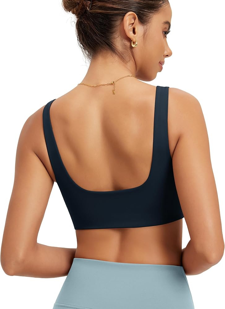 ODODOS Square Neck Sports Bra for Women Wirefree Non Padded Yoga Tank Workout Crop Tops | Amazon (US)