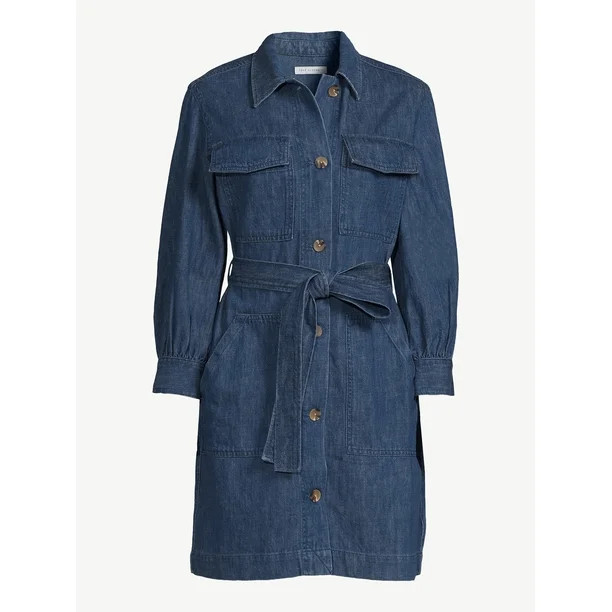 Free Assembly Women's Belted Utility Mini Dress with Long Sleeves, Sizes XS-XXL | Walmart (US)