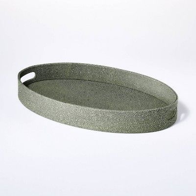 Large Oval Leather Shagreen Tray Green - Threshold™ designed with Studio McGee | Target