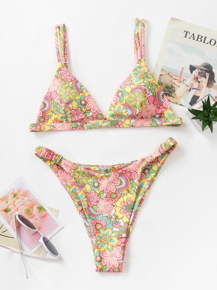 Floral Triangle Bikini Swimsuit | SHEIN