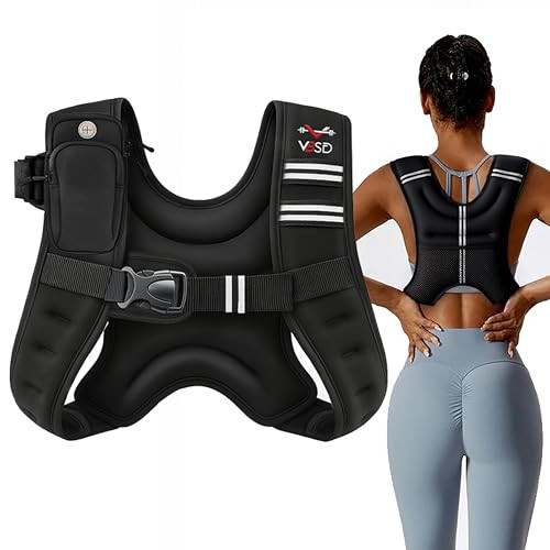 VBSD Weighted Vest Woman 6LB Weight Vest for Women Men Body Weight Vests for Walking Strength Training Running Workout Jogging Fitness Black | Amazon (US)