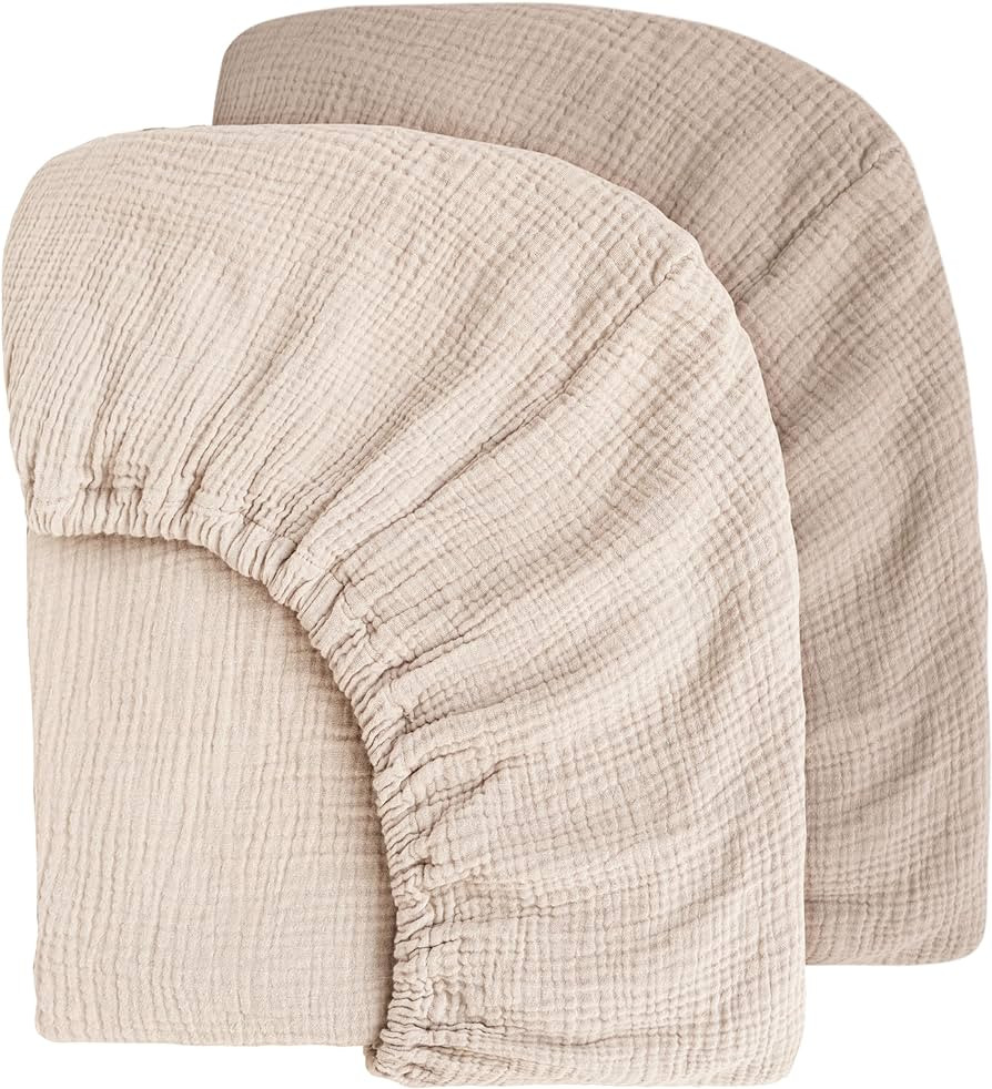 Muslin Crib Sheets for Baby Girls and Boys, Neutral Fitted Baby Bed Sheets for Standard Crib & To... | Amazon (US)