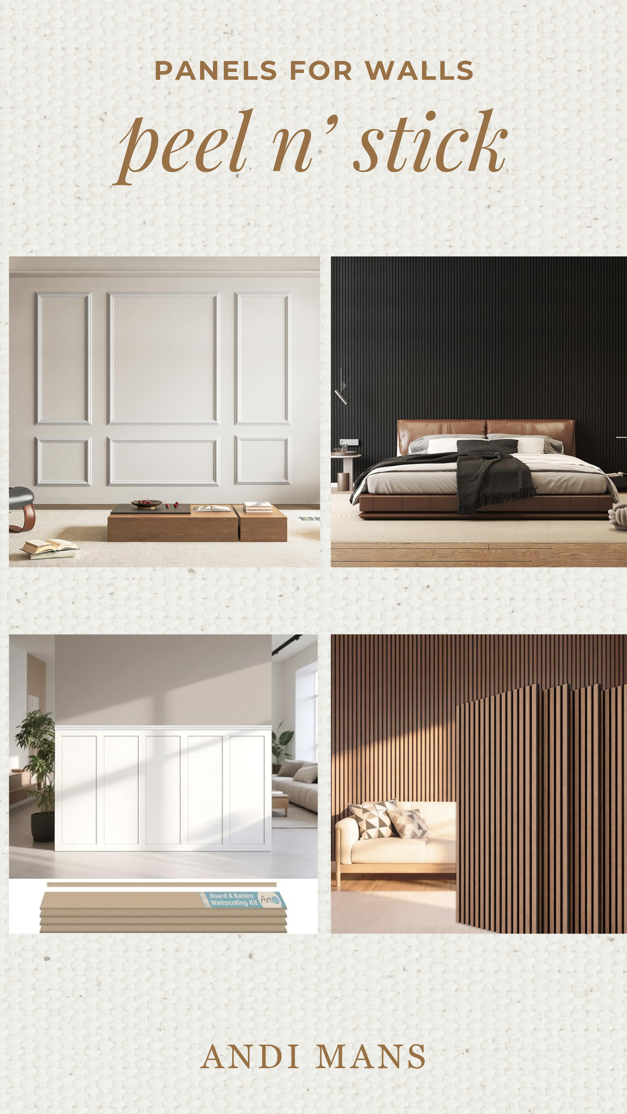 Peel & Stick panels for your walls! These accent panels are earthy ones that go great in neutral homes, modern organic living room spaces to bedrooms, offices or hallways. I love a DIY accent wall and these are all from Amazon!  

 #LTKOver40 #LTKHome #LTKSaleAlert