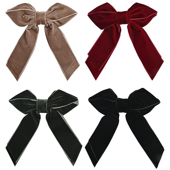 Amazon.com : DEEKA 4 PCS 6" Large Velvet Bows Hair Clips Barrettes Hair Accessories for Women and... | Amazon (US)
