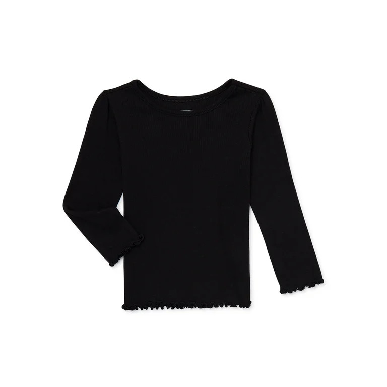 Garanimals Baby and Toddler Girls Long Sleeve Solid Rib T-Shirt, Sizes 12 Months-5T - Walmart.com | Walmart (US)