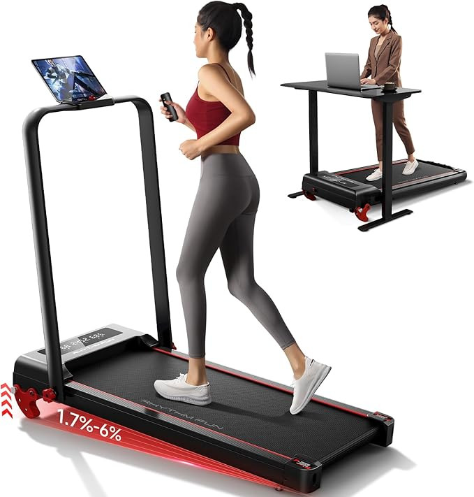 RHYTHM FUN Treadmill with Incline, Walking Pad with Handle Bar,300lbs Walking Pad with APP, Porta... | Amazon (US)