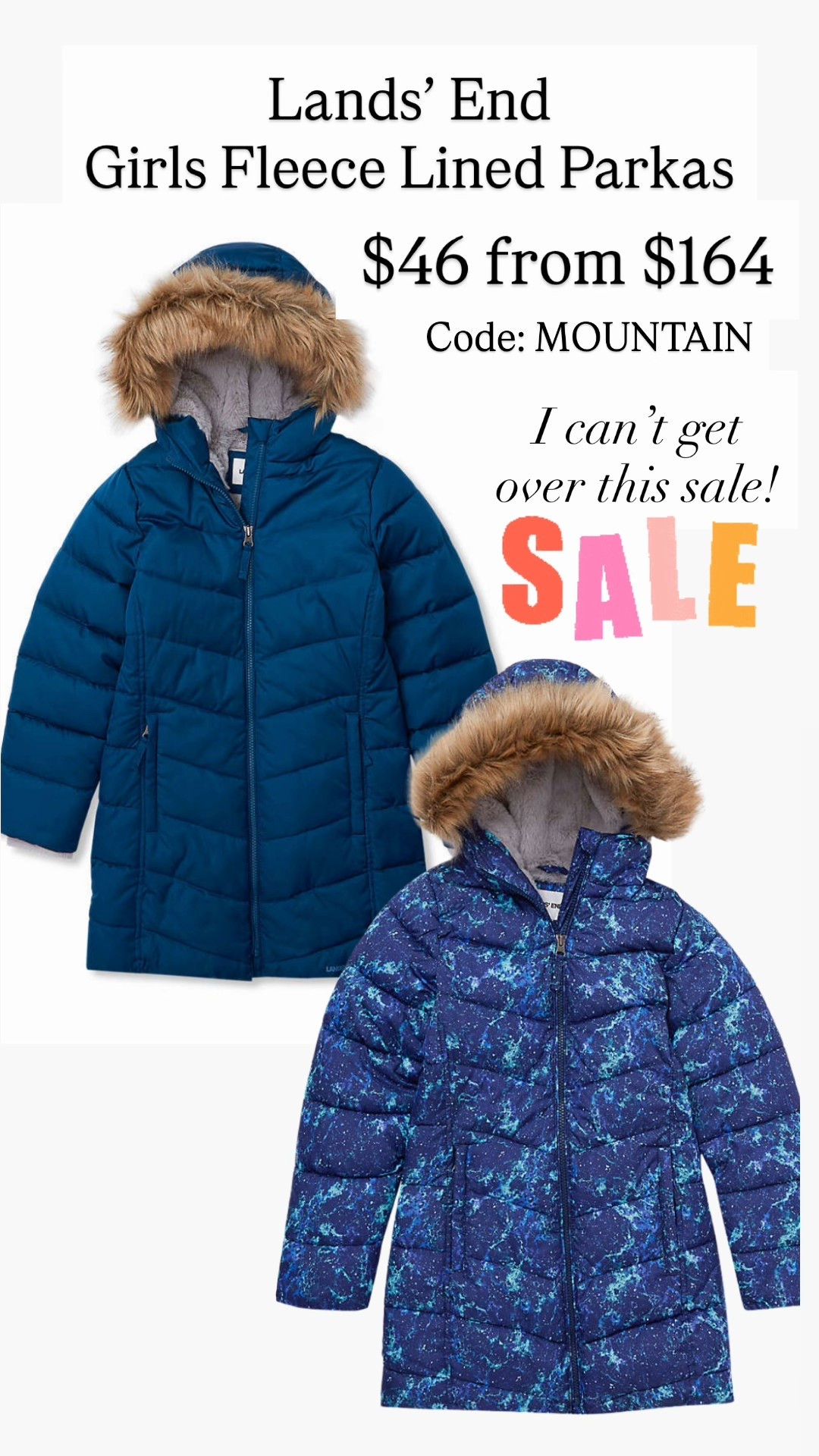 Lands end girls parkas are $46 from $164!!! Code - MOUNTAIN 

#LTKSaleAlert #LTKKids