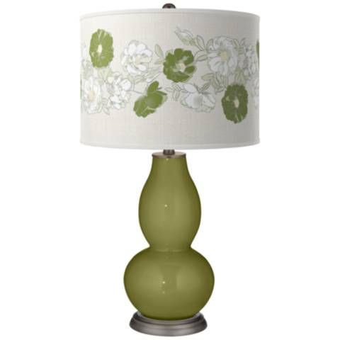 Rural Green Rose Bouquet Double Gourd Table Lamp | Lamps Plus