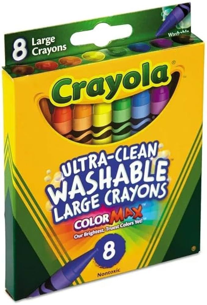 Crayola 523280 Ultra-Clean Washable Crayons, Large, 8 Colors/Box | Amazon (US)