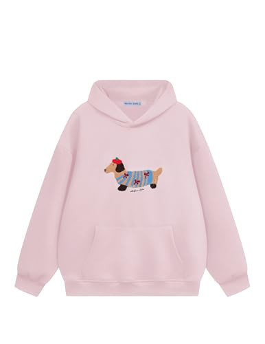 Aelfric Eden Cartoon Dog Hoodie Couple Hooded Sweatshirt Long Sleeve Pullover Oversized Hoodies 2025 Outfits Pink Large | Amazon (US)