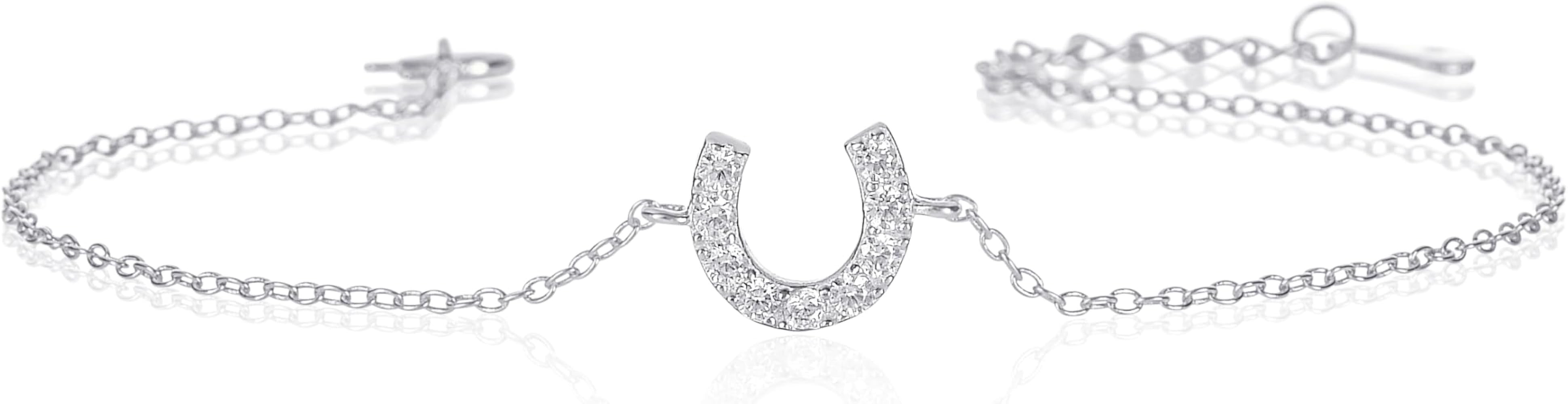 Diamond Treats Lucky Horseshoe Bracelets in 925 Sterling Silver for Women, Dainty Silver, Yellow ... | Amazon (US)