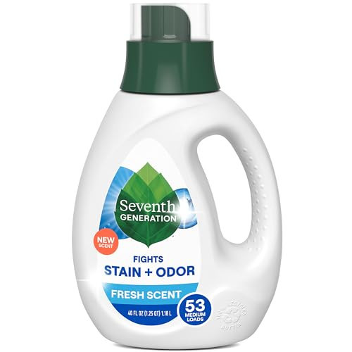 Seventh Generation Laundry Detergent, 40 oz (53 loads), Fresh Scent, Fights Stains & Odor, Concentrated Formula, Scent Made From 100% Essential Oils & Botanical Ingredients | Amazon (US)