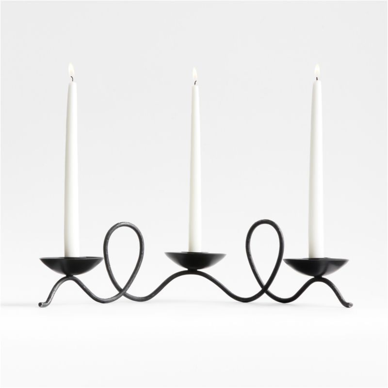 Hand-Forged Black Metal Taper Candle Holder Centerpiece by Jake Arnold | Crate & Barrel | Crate & Barrel