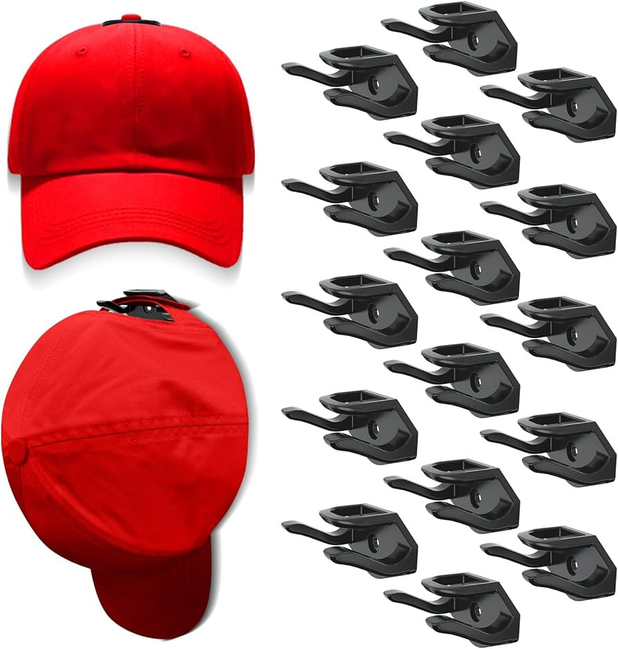 KOVSPO Adhesive Hat Hooks for Wall (16-Pack), Hat Rack for Baseball Caps, Strong Hat Organizer, M... | Amazon (US)